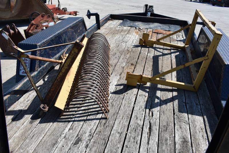 lot 1249A image: 3 Point Rock Rake And Spool Rack