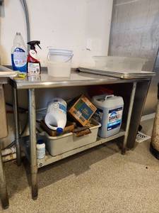 lot 17801 image: Commercial Stainless Steel Prep Table