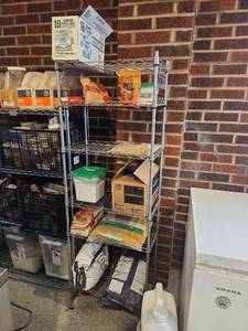 lot 17809 image: Commercial Wire Storage Rack with Food Service Supplies