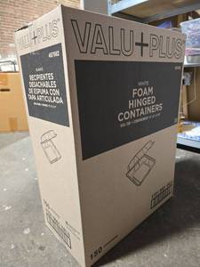 lot 18445 image: ValuPlus White Foam Hinged Containers - 150 Count