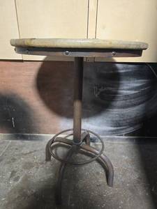 lot 18450 image: Metal Bar Height Table  W Wooden Top