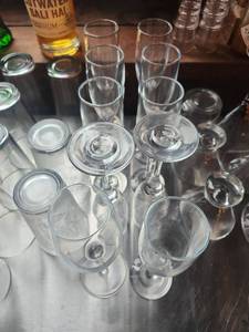 lot 18473 image: Set of 10 Classic Champagne Flutes and 7 Shot Glasses