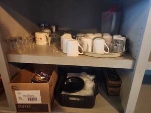 lot 18481 image: Assorted Lot W Holiday Mugs, Glass Tumblers, Serving Board and More