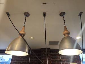 lot 18483 image: Metal Dome Pendant Lights - Set of 2