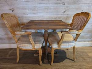 lot 19035 image: French Country Dining Set with (2) Cane Back Chairs