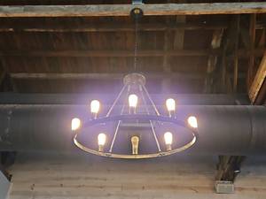 lot 19044 image: Modern Industrial 8-Light Round Chandelier