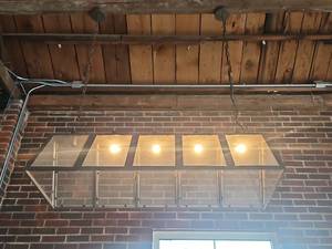 lot 19047 image: Modern Industrial Glass Panel Light Fixture