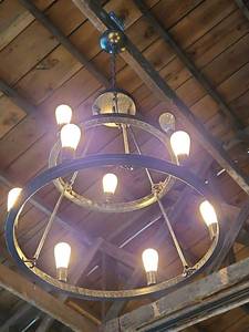 lot 19049 image: Industrial Double Ring Chandelier