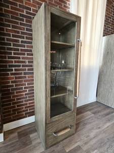 lot 19052 image: Modern Display Cabinet with Rope-Wrapped Handles
