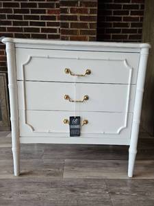 lot 19053 image: White&nbspBramble 3-Drawer Chest with Gold Hardware
