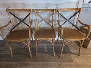 lot 19066 image: French Country X-Back Dining Chairs - Set of 3