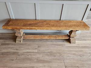 lot 19075 image: Rustic Wooden Trestle Console Table