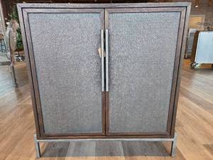 lot 19087 image: Wooden Storage Cabinet with Metal Base