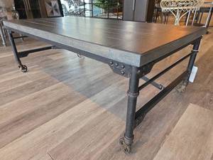 lot 19088 image: Wooden Coffee Table with Steel Frame