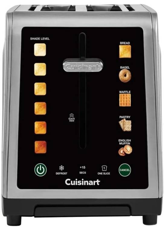 lot 13639 image: Cuisinart SimpliTouch XL 2-Slice Toaster  Extra-Wide Slots, Touchscreen Controls, 7 Shade Settings, Bagel & Reheat Functions, Stainless Steel - Retail $74
