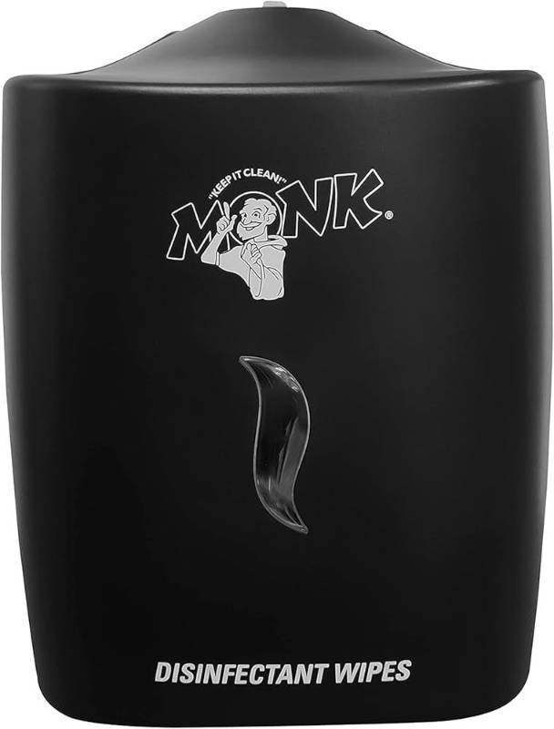 lot 14234 image: Monk Wipes Monk Disinfecting Wipes Plastic Wall Mounted Center Pull Dispenser