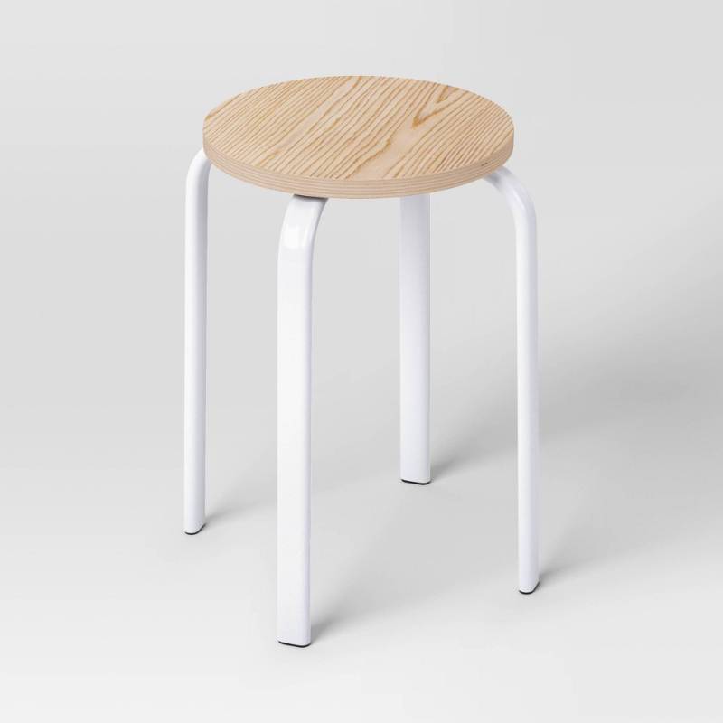 lot 8798 image: Stackable Dorm Accent Stool White - Room Essentials