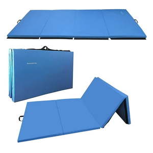 lot 14507 image: BalanceFrom 10ft x 4ft x 2in 4-Panel All-Purpose Folding Gymnastics Mat  Blue - Retail $94