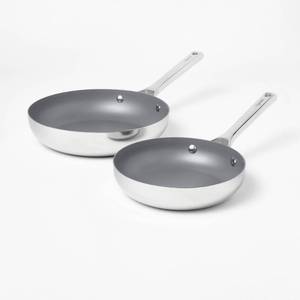 lot 14536 image: 2pc Stainless Steel Ceramic Coated Nonstick Fry pan Set Dark Gray - Figmint
