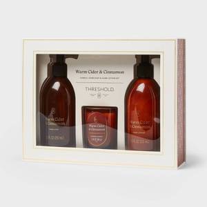 lot 14539 image: Gift Set with Warm Cider and Cinnamon Candle, Hand Soap and Hand Lotion - Threshold 2 Pack