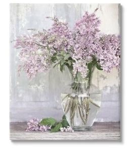 lot 21482 image: Stupell Tranquil Lilac Flower Vase Botanical & Floral Painting Gallery Wrapped Canvas Print Wall Art
