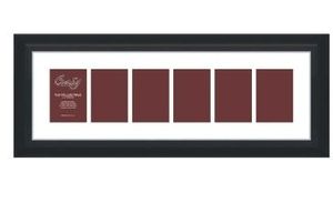 lot 21484 image: Craig Frames 21834700BK 11 by 34-Inch Black Picture Frame, Single White Collage Mat with 6-5 by 7-Inch Openings