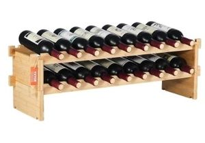 lot 21490 image: VEVOR 18 Bottle Stackable Modular Wine Rack, 2-Tier Solid Bamboo Wood Storage Racks, Floor Freestanding Wines Holder Display Shelf, Wobble-Free Shelves for Kitchen, Bar, and Cellar (Natural Color)