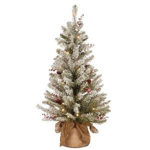lot 21491 image: National Tree Company 3ft. Dunhill FirTree with LED Lights