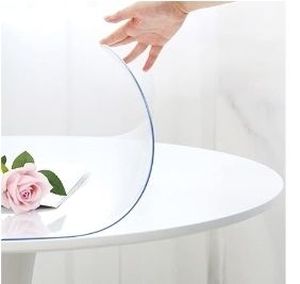 lot 21492 image: 48 Inch Round Clear Plastic Table Protector for Dining Room Table PVC Tablecloth Protective Cover Pad Wood Furniture Vinyl Desk Blotter Mats Table Runner Pad for Kitchen Countertop Coffee Table
