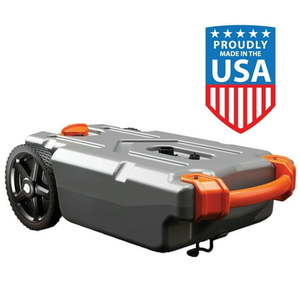 lot 21495 image: Camco Rhino 21-Gallon Portable RV Tote Tank - Multicolor  High Density Polyethylene (39002) - Retail $160