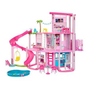 lot 21505 image: Barbie Dreamhouse Pool Party Doll House with 75 pc, 3 Story Slide Adult Assembly, Fits 12 Inch Doll