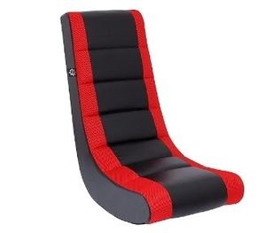 lot 21507 image: The Crew Furniture Classic Video Rocker Floor Gaming Chair, for Kids and Teens, PU Faux Leather & Polyester Mesh, BlackRed