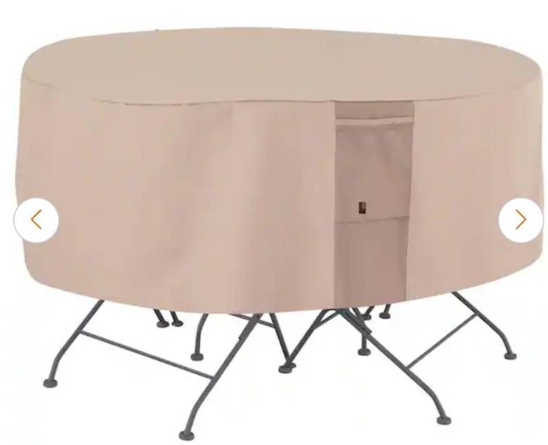 lot 16066 image: UNIVERSAL TABLE AND CHAIR PATIO COVER Beige and brown Fabric