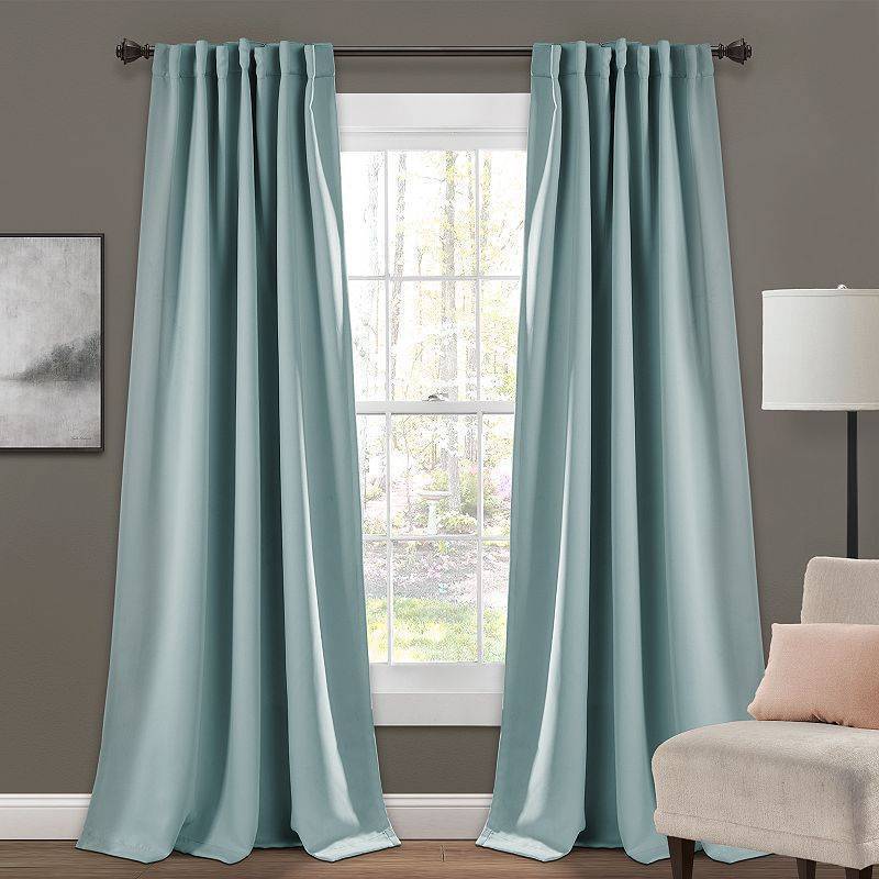 lot 11606 image: 95x52 Insulated Back Tab Blackout Window Curtain Panels Blue - Lush Dcor Noise Reduction, Energy Efficient, Thermal