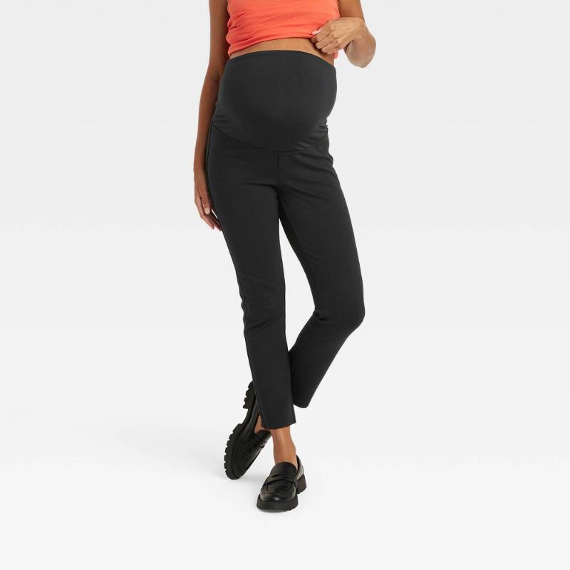 lot 12018 image: Over Belly Ponte Skinny Maternity Pants - Isabel Maternity by Ingrid & Isabel Black S Size  Midweight Knit, Ultimate Stretch, High Rise (Set of 6) - Retail $180