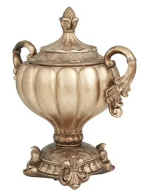 lot 13555 image: Monroe Lane Traditional Polystone Wooden Decorative Jar