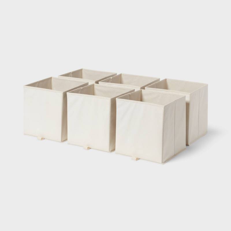 lot 21132 image: Pack of 4 ,11 Fabric Bin 6pk - Natural - Brightroom - Retail $100