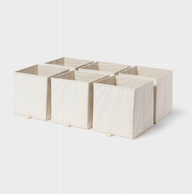 lot 21158 image: Pack of 4 ,11 Fabric Bin 6pk - Natural - Brightroom - Retail $100