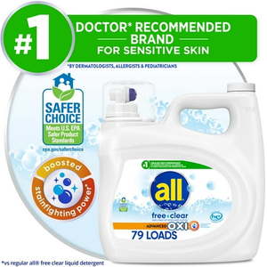 lot 1333 image: 3 Units PR All Free Clear Liquid Laundry Detergent  Oxi  118 oz  79 Loads