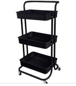 lot 1336 image: 3-Tier Rolling Basket Cart in Black
