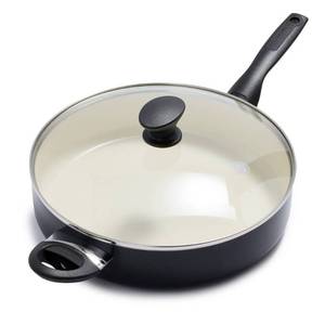 lot 1342 image: GreenPan Rio 5qt Ceramic Nonstick Covered Saute Pan with Helper Handle Black - Retail $136