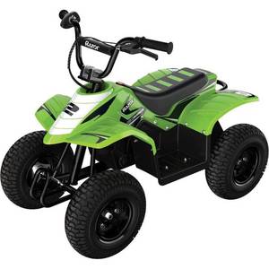 lot 1348 image: Razor 24V Dirt Quad SX McGrath Powered Ride-On - Green Steel Frame, 8 MPH, 120 lb Capacity - Retail $550
