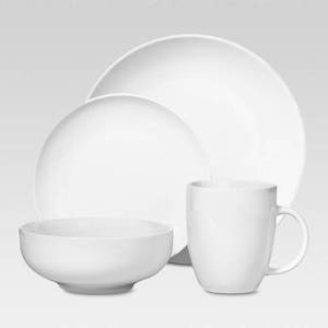 lot 14665 image: 16pc Porcelain Coupe Dinnerware Set White - Threshold - Retail $70
