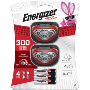 lot 14703 image: Energizer 2pk 300 Lumen Vision HD Headlamps LED, Impact & Water-Resistant, Dimmable, Battery Included, Camping Flashlight