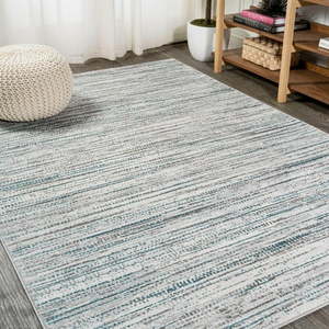 lot 21674 image: JONATHAN Y SILK ORCHID 3 x 5 Area Rug  Loom Strie - GrayTurquoise  SOR200B-3