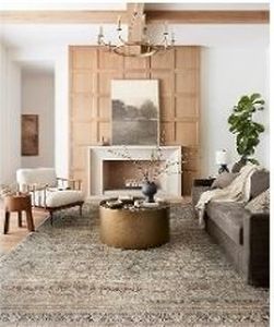 lot 21675 image: Loloi Layla Collection LAY-03 OliveCharcoal 3-6 x 5-6 .13 Thick Accent Rug, Soft, Durable, Vintage Inspired, Distressed, Low Pile, Non-Shedding, Easy Clean, Printed, Living Room Rug