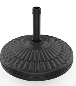 lot 21684 image: 80 lbs. HDPE Round Patio Umbrella Base Free Standing Heavy Duty Base Water and Sand in Black