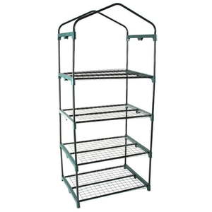 lot 21700 image: Pure Garden 4 Tier Mini Greenhouse with Rust-Resistant Frame and PVC Cover - Retail $50