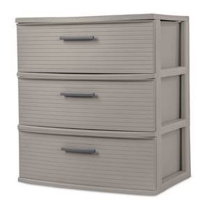lot 21705 image: 3 Drawer Wide Tower Dark Gray - Brightroom Plastic Storage Drawers, Portable Universal Storage, No Assembly Required