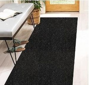 lot 21718 image: 3 x 6 Runner Rugs with Rubber Backing, Indoor Outdoor Utility Carpet Runner Rugs, Black, Can Be Used as Aisle for The RV and Boat, Laundry Room and Balcony